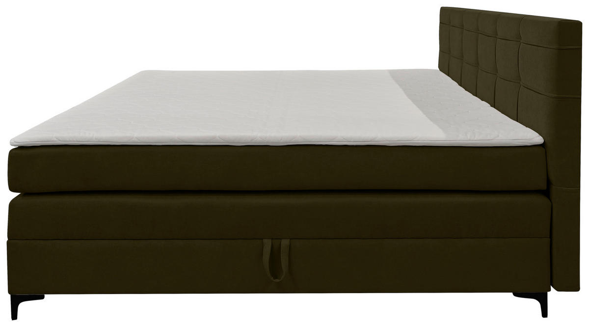 BOXSPRINGBETT 200/200 cm,  in Grün, H3 = fest  - Schwarz/Grün, KONVENTIONELL, Kunststoff/Textil (200/200cm)
