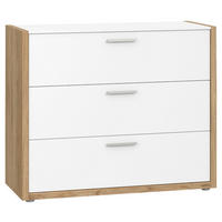 KOMODA   101,1/83,3/41,5 cm   bijela, boje hrasta  - bijela/siva, Moderno, drvni materijal/metal (101,1/83,3/41,5cm) - Carryhome
