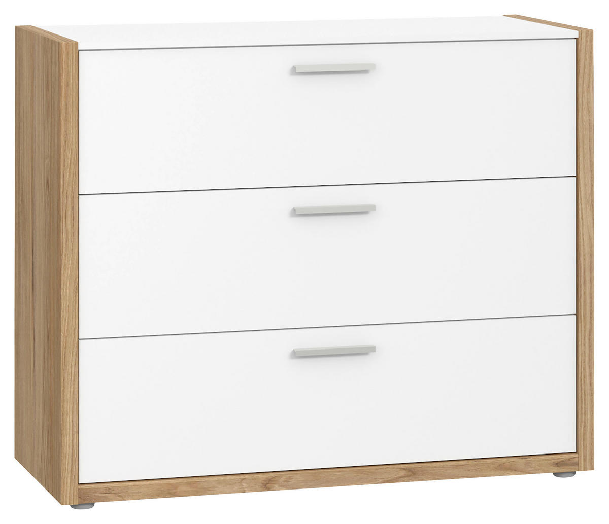 KOMODA   101,1/83,3/41,5 cm   bijela, boje hrasta  - bijela/siva, Moderno, drvni materijal/metal (101,1/83,3/41,5cm) - Carryhome