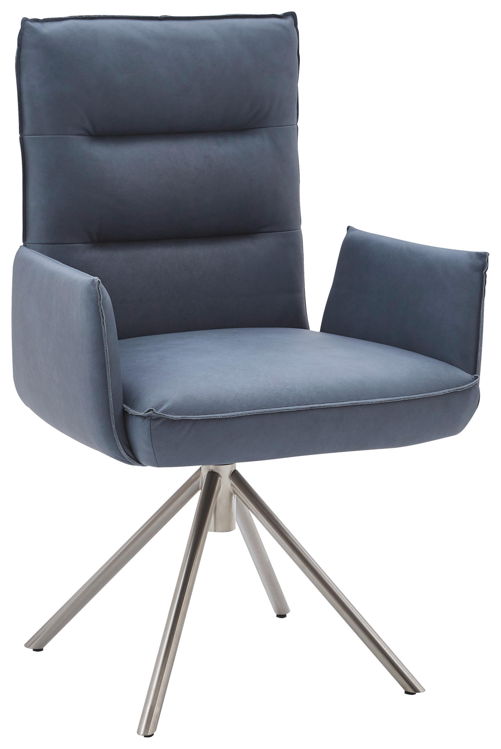 ARMLEHNSTUHL  in Echtleder pigmentiert  - Edelstahlfarben/Blaugrau, Design, Leder/Metall (59/93/59cm) - Dieter Knoll