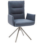 ARMLEHNSTUHL  in Echtleder pigmentiert  - Edelstahlfarben/Blaugrau, Design, Leder/Metall (59/93/59cm) - Dieter Knoll