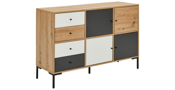SIDEBOARD  in 120/80/40 cm  - Eichefarben/Schwarz, Design, Holzwerkstoff/Metall (120/80/40cm) - Carryhome