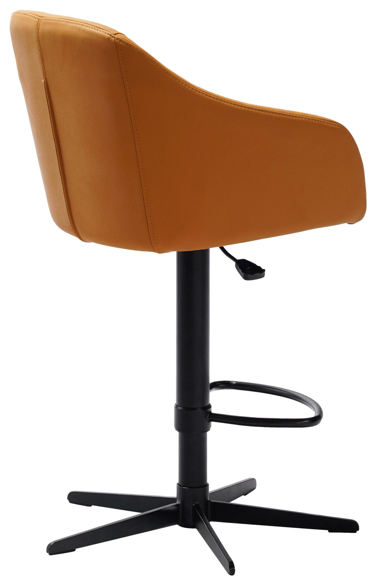 BARHOCKER in Metall, Leder Cognac, Schwarz  - Cognac/Schwarz, Design, Leder/Metall (54,5/88-108/53,5cm) - Cassando