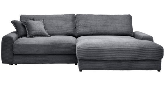 ECKSOFA in Cord Graphitfarben  300/180 cm  - Schwarz/Graphitfarben, MODERN, Kunststoff/Textil (300/180cm) - Carryhome