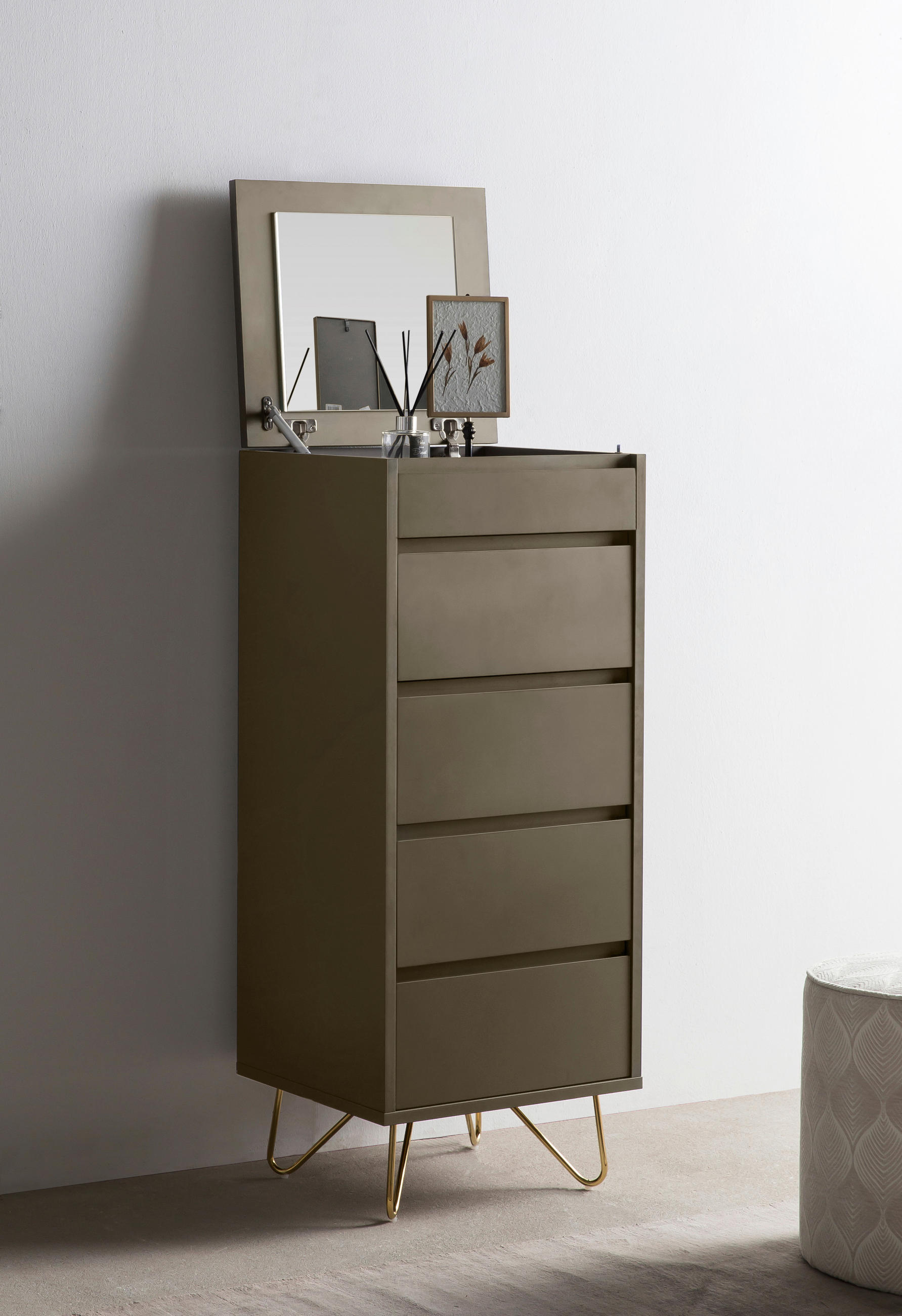 KOMMODE  in 45/110/40 cm  - Messingfarben/Grau, Design, Glas/Holzwerkstoff (45/110/40cm) - Livetastic