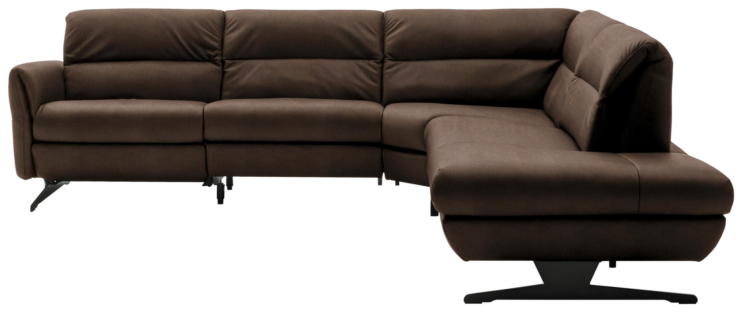 ECKSOFA Braun Echtleder  - Schwarz/Braun, Design, Leder/Metall (286/258cm) - Schöner Wohnen