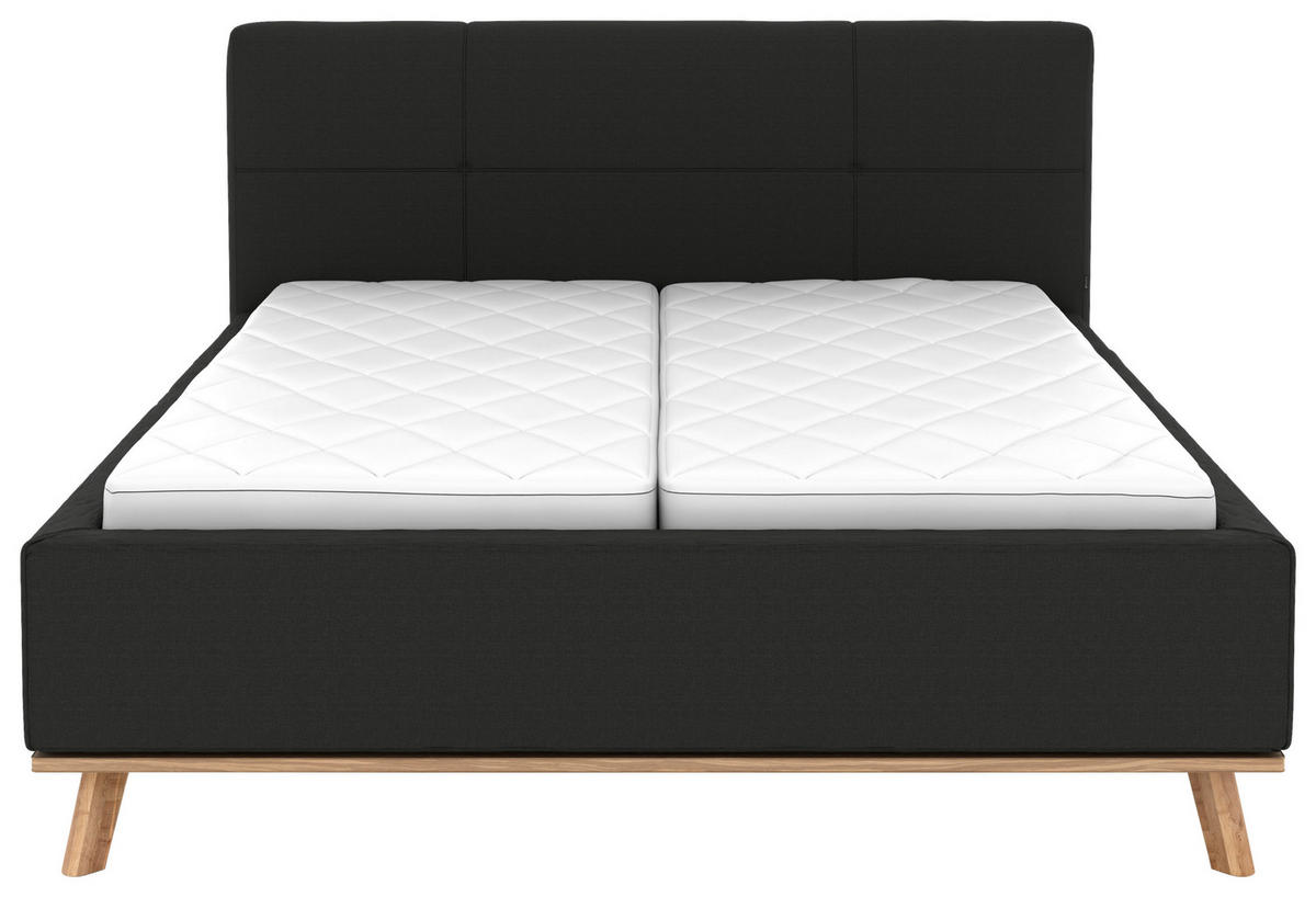 POLSTERBETT Matratze, Lattenrost, Bettkasten 160/200 cm  in Anthrazit  - Eichefarben/Anthrazit, Design, Holz/Textil (160/200cm) - Musterring