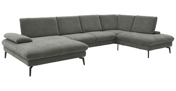 WOHNLANDSCHAFT in Webstoff Hellgrau  - Hellgrau/Schwarz, Design, Textil/Metall (157/354/208cm) - Dieter Knoll