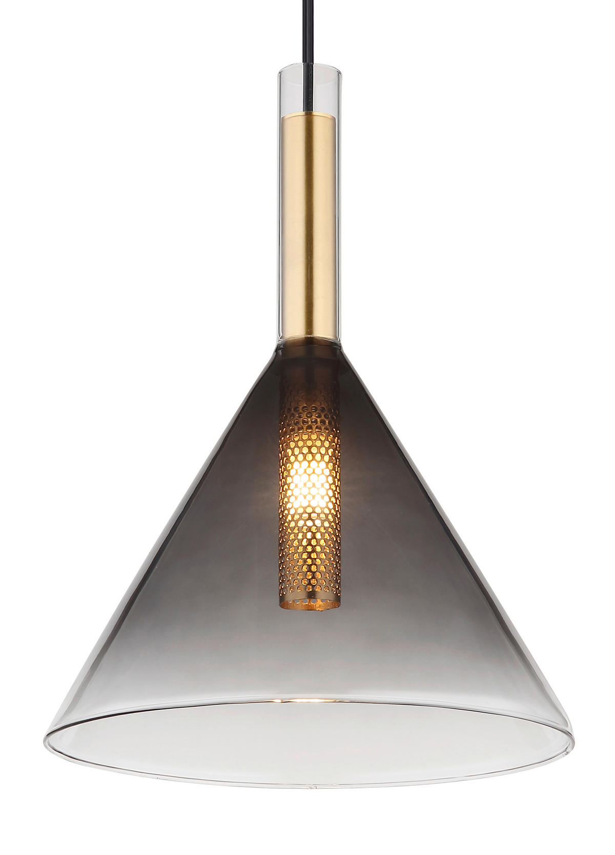 HÄNGELEUCHTE 20/120 cm    - Klar/Messingfarben, Design, Glas/Metall (20/120cm) - Globo