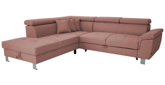 ECKSOFA inkl. Funktionen Hellrot Webstoff  - Hellrot/Silberfarben, Design, Textil/Metall (226/257cm) - Xora