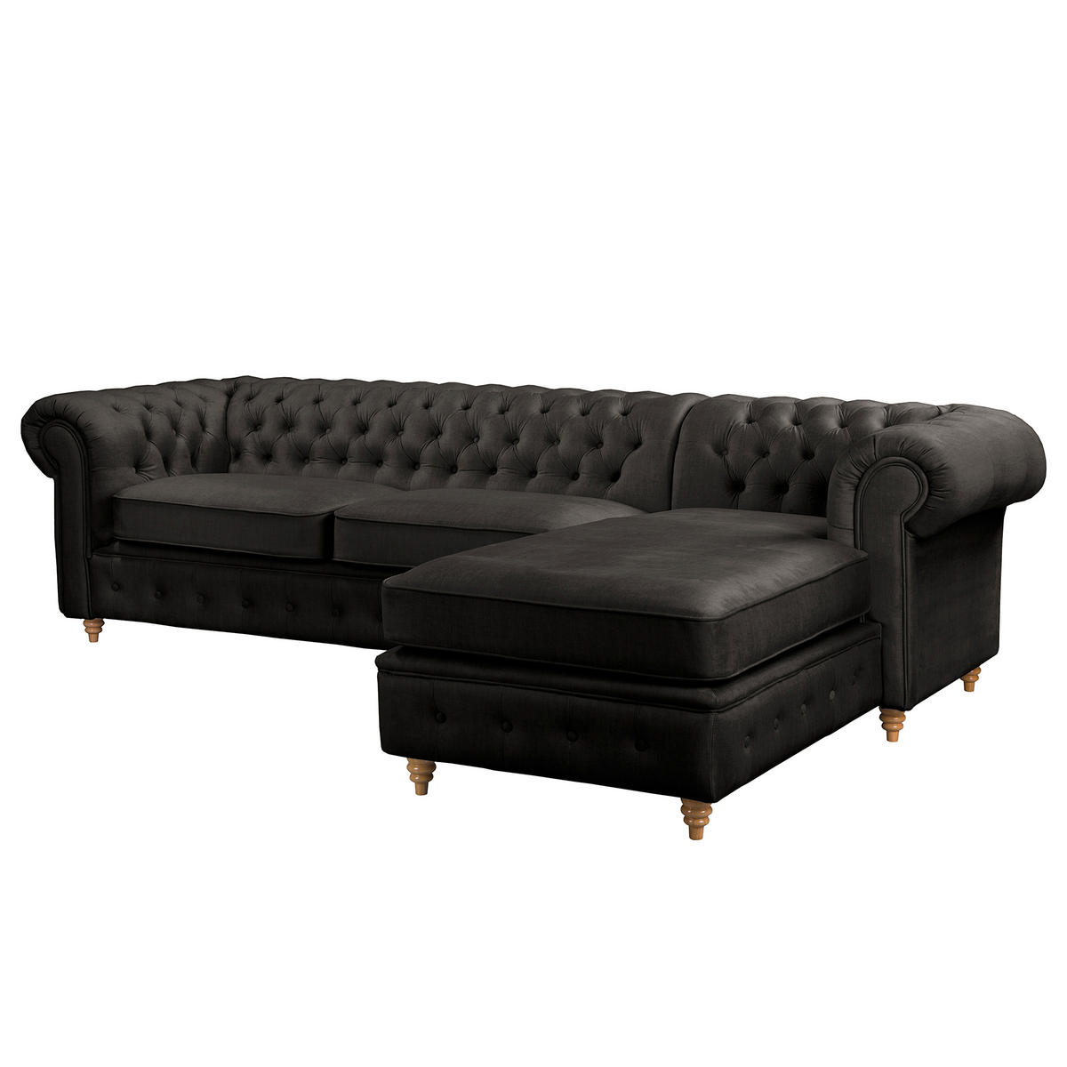 ECKSOFA Laura in Mikrofaser Anthrazit  284/182 cm  - Anthrazit/Creme, Design, Holz/Textil (284/182cm) - P & B