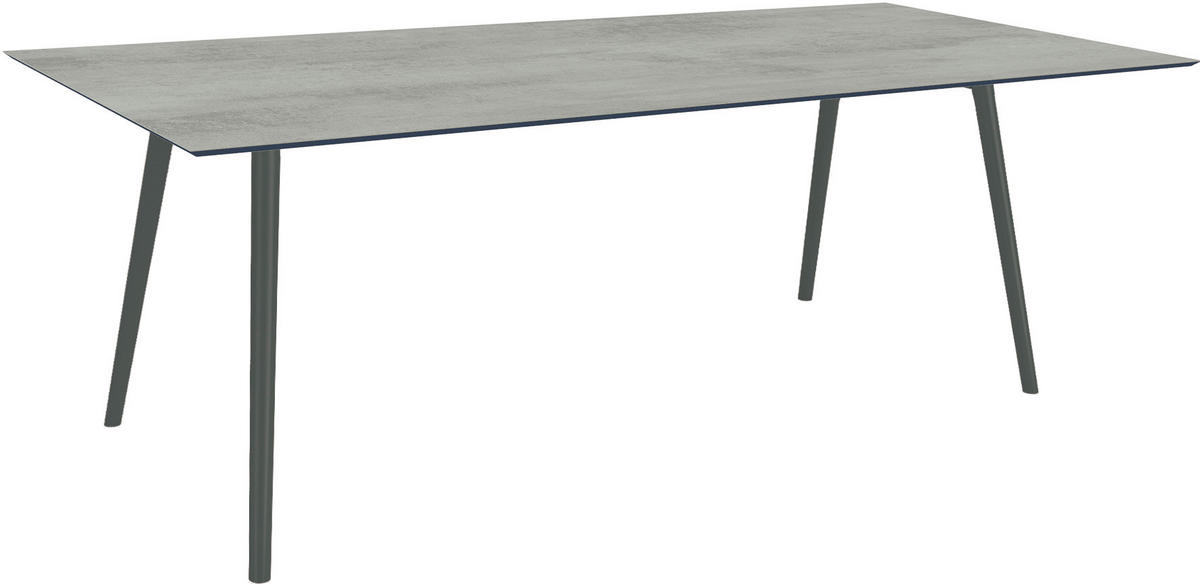 GARTENTISCH Kunststoff Grau rechteckig  - Schwarz/Grau, MODERN, Kunststoff/Metall (200/100/75cm) - Stern