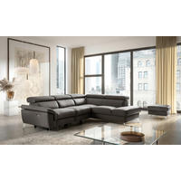 ECKSOFA Lederlook Echtleder Dunkelbraun  - Chromfarben/Dunkelbraun, Design, Leder/Textil (265/210cm) - Livetastic
