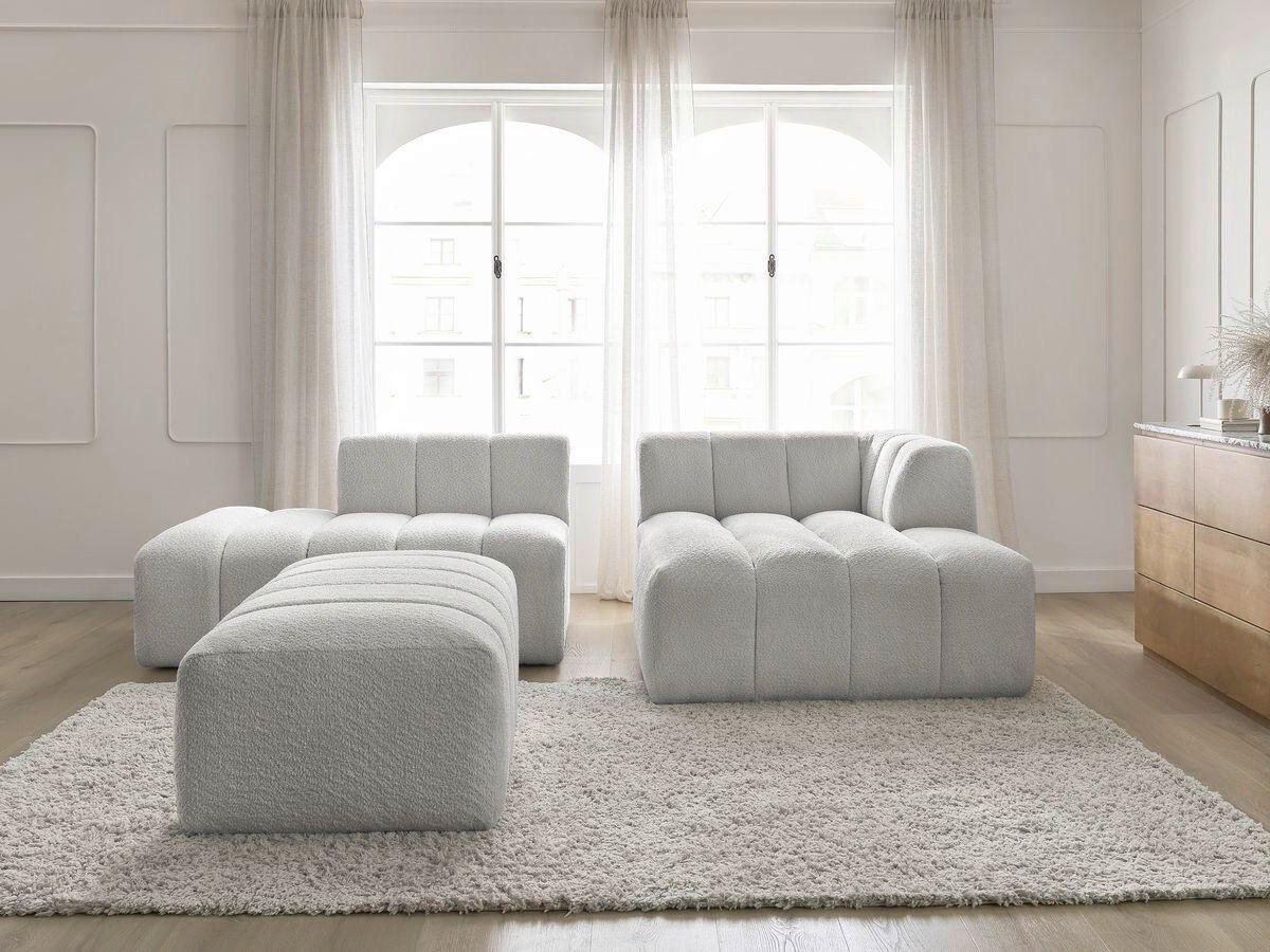 ECKSOFA  ANNECY Hellgrau Bouclé  - Hellgrau/Schwarz, MODERN, Kunststoff/Textil (262/170cm)
