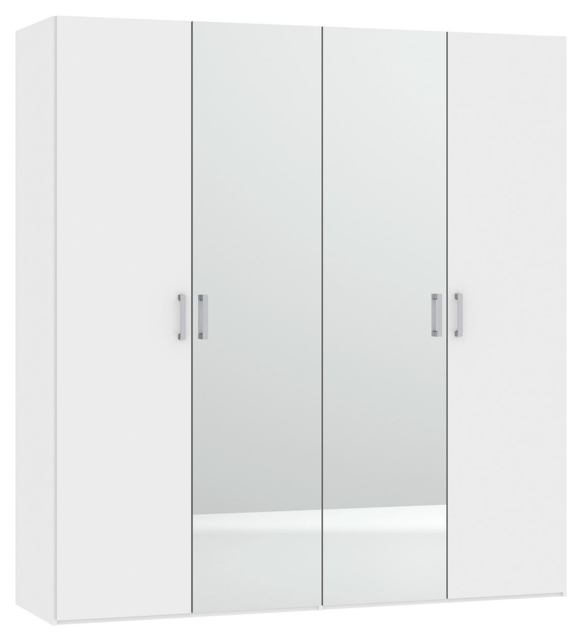 DREHTÜRENSCHRANK  in Weiß  - Chromfarben/Weiß, Design, Glas/Holzwerkstoff (203/236/59cm) - Carryhome