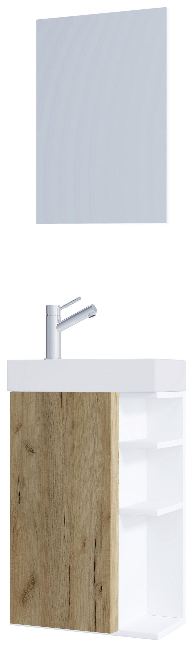 GÄSTEBAD 40 cm  - Honigeiche/Weiß, MODERN, Glas/Keramik (40cm) - MID.YOU