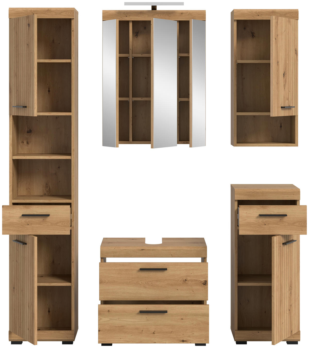 FÜRDŐSZOBABÚTOR - fekete/Artisan tölgy, Trend, műanyag/faalapú anyag (134cm) - MID.YOU