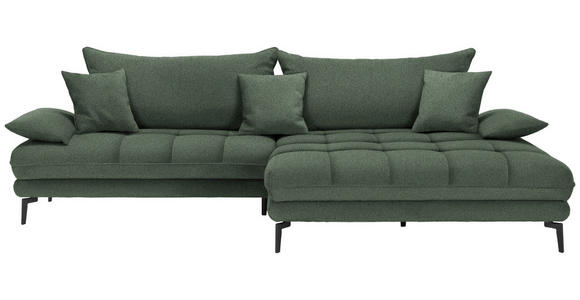 ECKSOFA in Webstoff Grün 292/176 cm - Schwarz/Grün, MODERN, Textil/Metall (292/176cm) - Carryhome