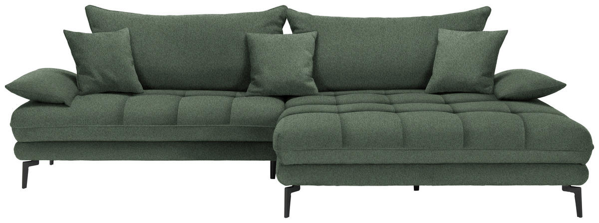 ECKSOFA in Webstoff Grün  292/176 cm  - Schwarz/Grün, MODERN, Textil/Metall (292/176cm) - Carryhome