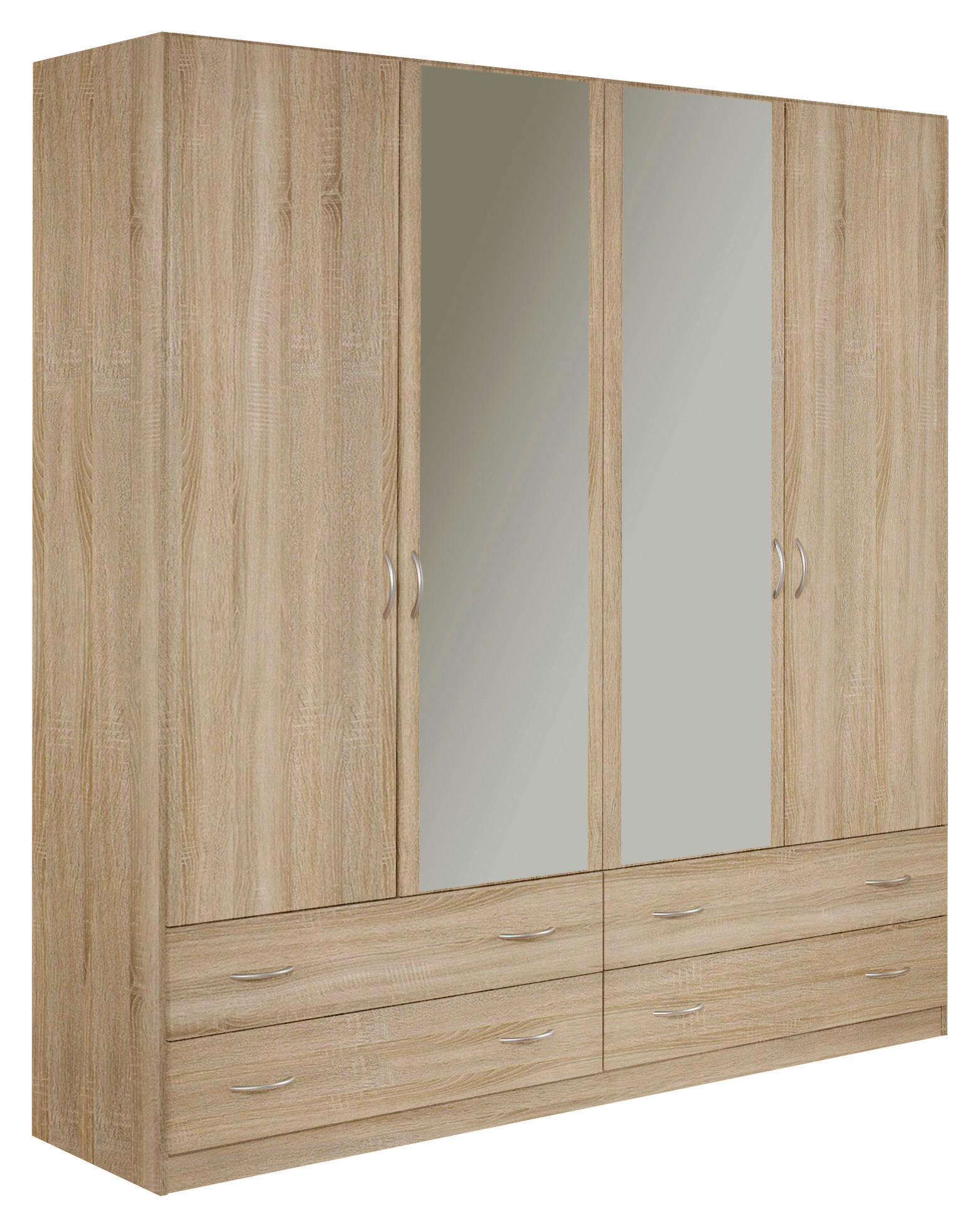 DREHTÜRENSCHRANK Sonoma Eiche  - Silberfarben/Sonoma Eiche, Konventionell, Glas/Holzwerkstoff (181/197/54cm) - Boxxx