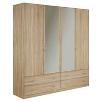 DREHTÜRENSCHRANK 181/197/54 cm,  in Sonoma Eiche, 4 Tür(en)  - Silberfarben/Sonoma Eiche, KONVENTIONELL, Glas/Holzwerkstoff (181/197/54cm) - Boxxx