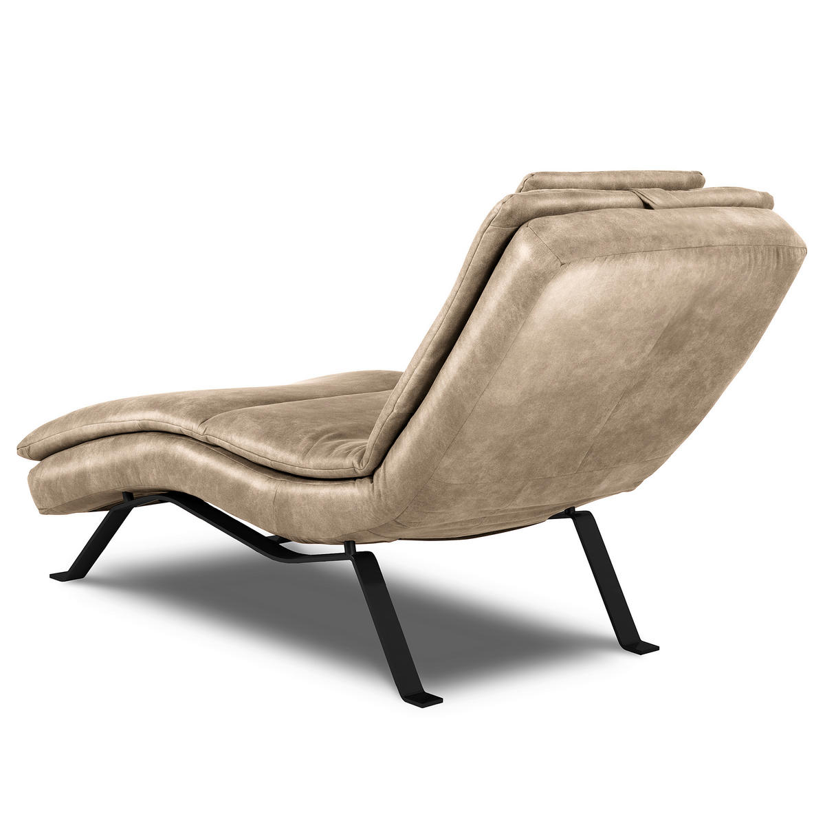 RELAXLIEGE Echtleder Creme  - Creme/Schwarz, Design, Leder/Metall (65/95/171cm) - Celina Home