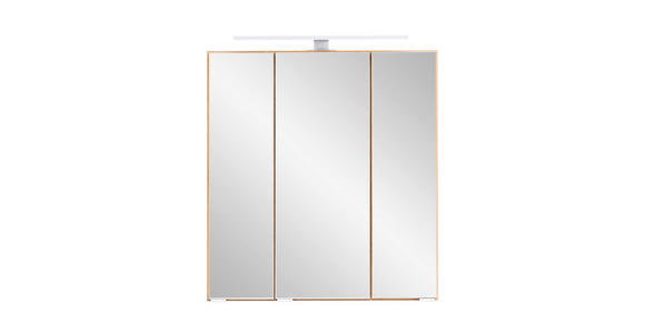 SPIEGELSCHRANK 60/64/20 cm - Eiche Wotan/Alufarben, Natur, Glas/Holzwerkstoff (60/64/20cm) - Xora