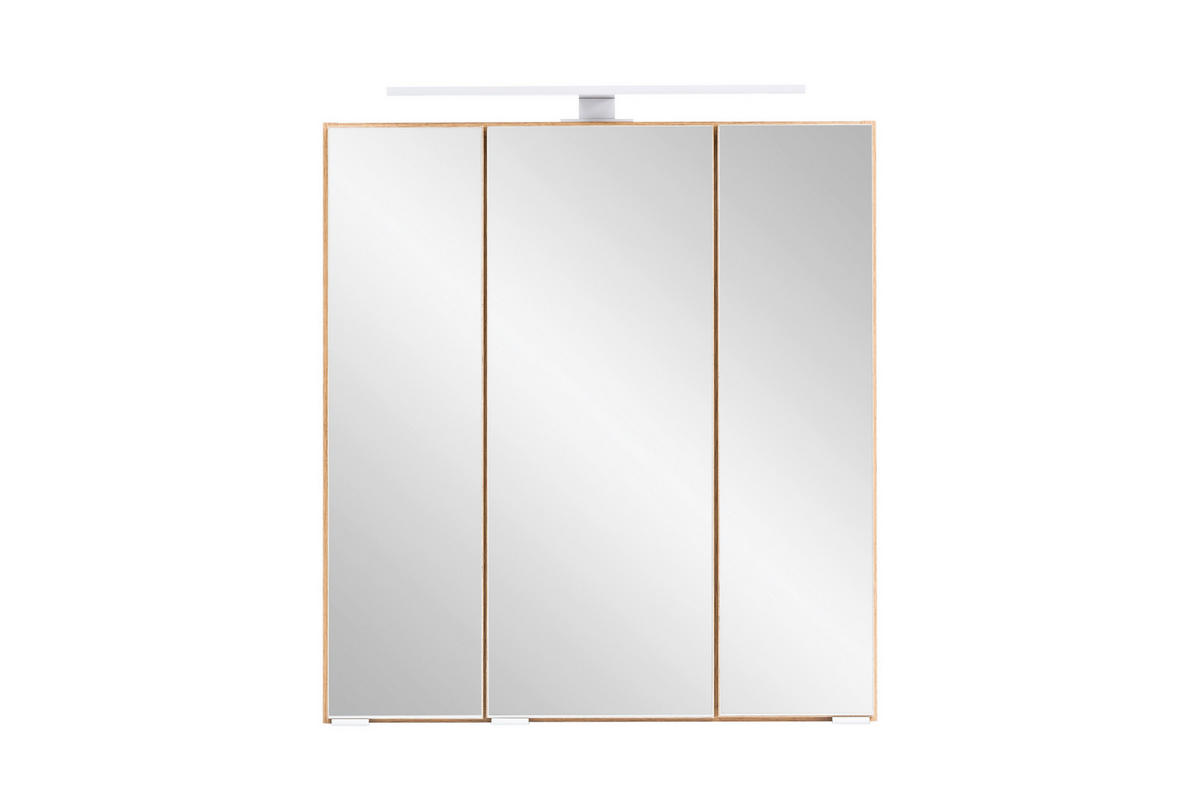 SPIEGELSCHRANK 60/64/20 cm  - Eiche Wotan/Alufarben, Natur, Glas/Holzwerkstoff (60/64/20cm) - Xora