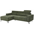 ECKSOFA in Chenille Olivgrün  - Schwarz/Olivgrün, KONVENTIONELL, Textil/Metall (178/264cm) - Hom`in