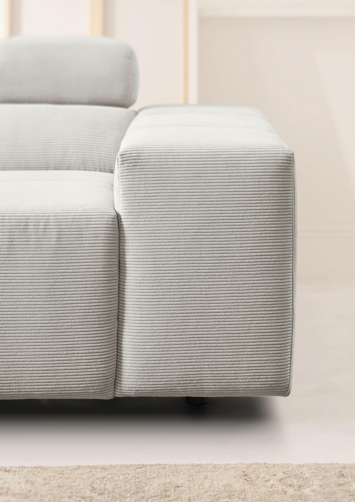 ECKSOFA Weiß Feincord  - Schwarz/Weiß, Design, Kunststoff/Textil (215/319cm) - Hom`in