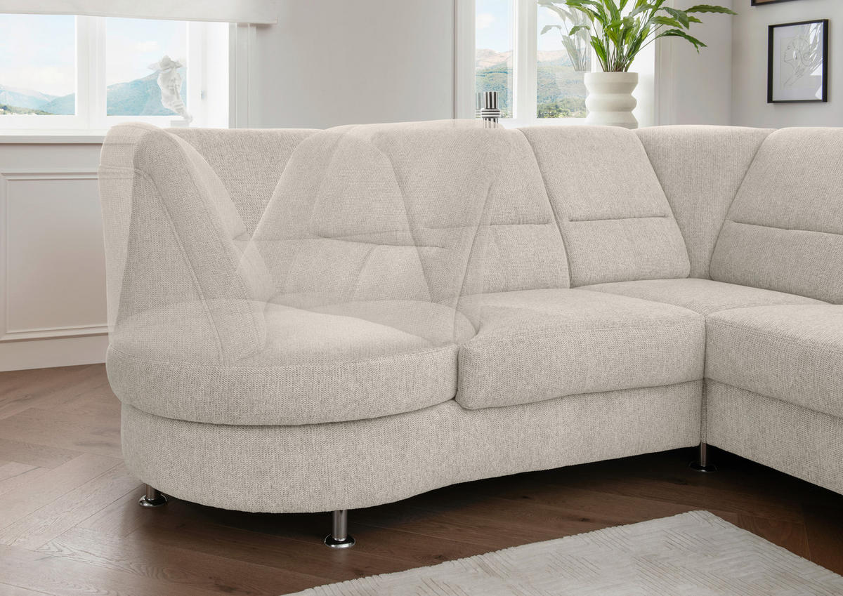 ECKSOFA Beige Chenille  - Chromfarben/Beige, MODERN, Textil/Metall (236/275cm) - Livetastic