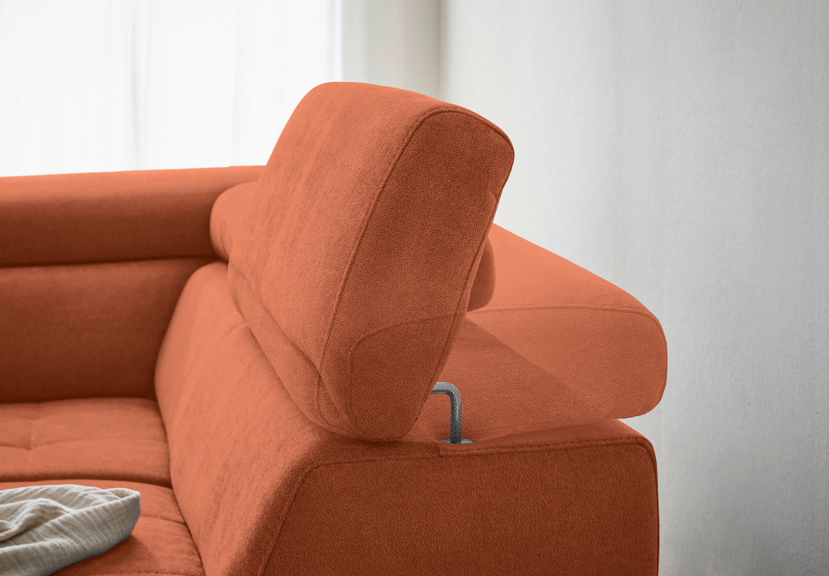WOHNLANDSCHAFT Orange Struktur  - Schwarz/Orange, Design, Textil/Metall (177/327/203cm) - Stylife