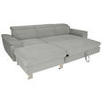 ECKSOFA inkl. Funktionen Grau Cord  - Silberfarben/Grau, Design, Textil/Metall (167/250cm) - Xora