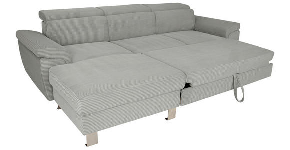 ECKSOFA inkl. Funktionen Grau Cord  - Silberfarben/Grau, Design, Textil/Metall (167/250cm) - Xora