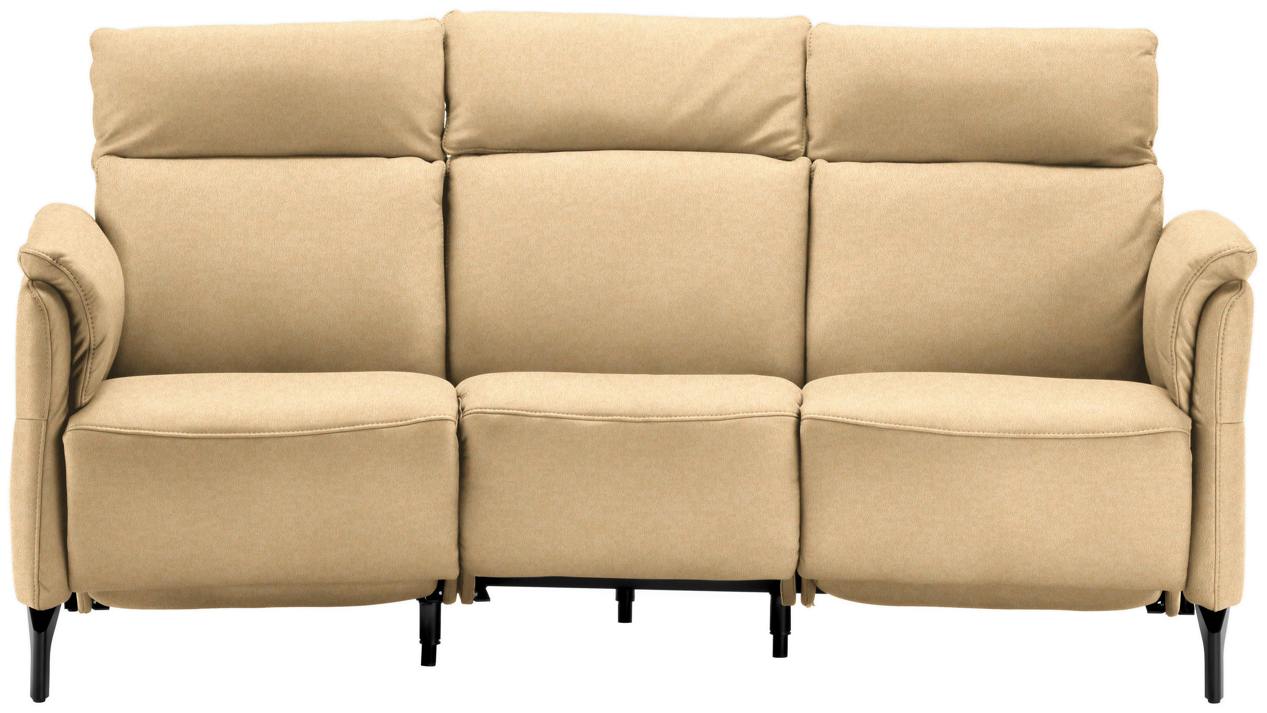 TRAPEZSOFA in Mikrofaser Beige  - Beige/Schwarz, Konventionell, Textil/Metall (221/103/95cm) - Dieter Knoll