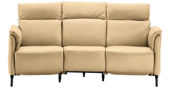 TRAPEZSOFA in Mikrofaser Beige - Beige/Schwarz, KONVENTIONELL, Textil/Metall (221/103/95cm) - Dieter Knoll