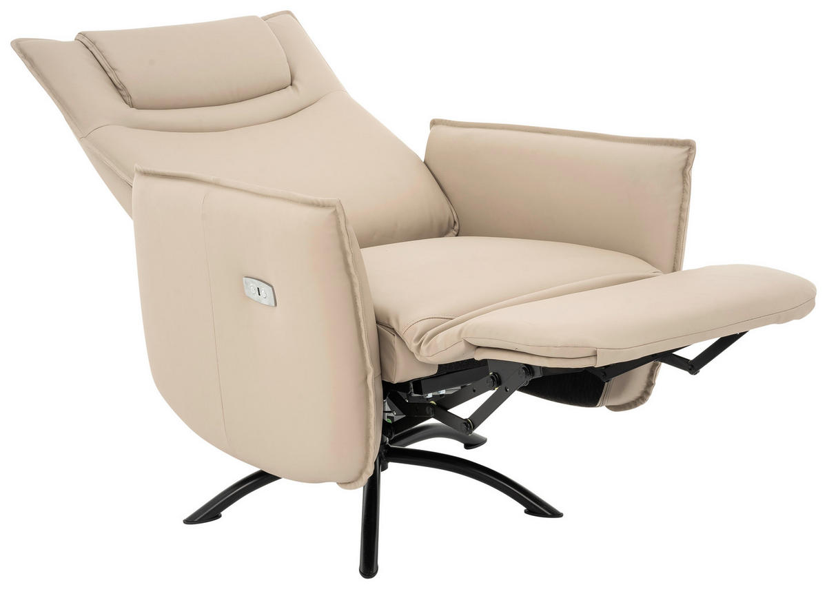 FERNSEHSESSEL  mit Lederlook Creme  - Creme/Schwarz, Design, Textil/Metall (74/80-156/116-83cm) - MID.YOU