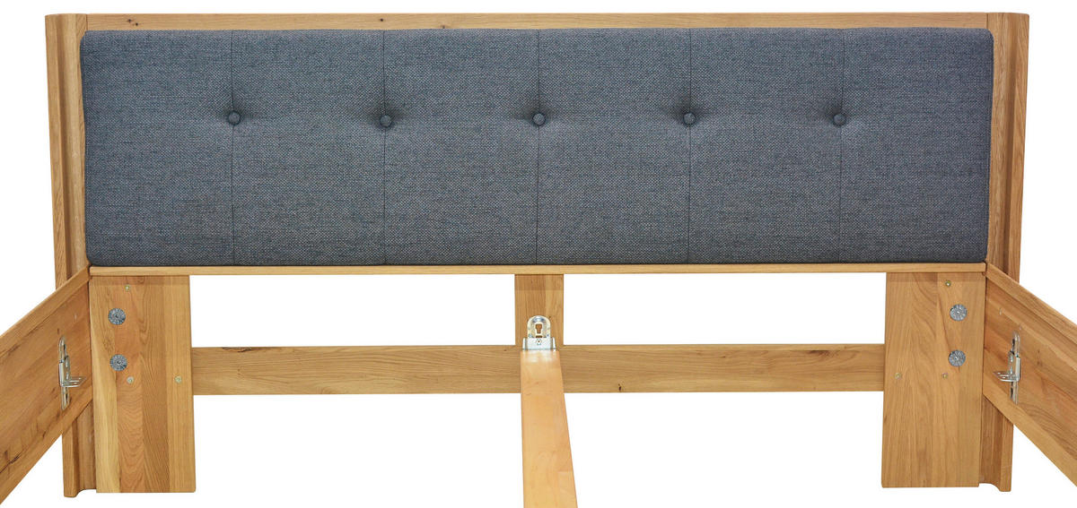 POSTEL, 180/200 cm, antracitová, divoký dub - divoký dub/antracitová, Konvenční, dřevo/kompozitní dřevo (180/200cm) - Linea Natura