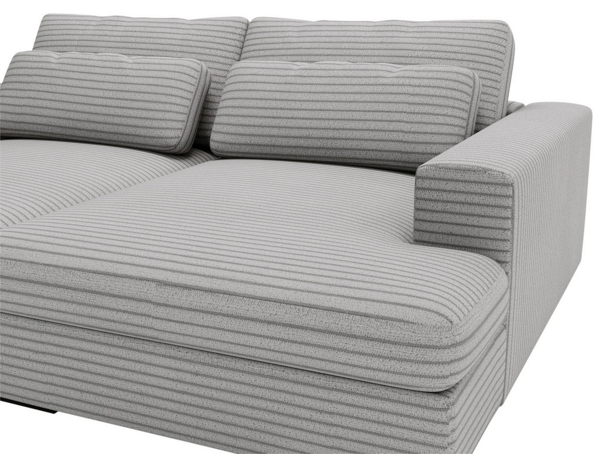 BIGSOFA Cord Grau  - Schwarz/Grau, Design, Textil (218/80/158cm) - home24