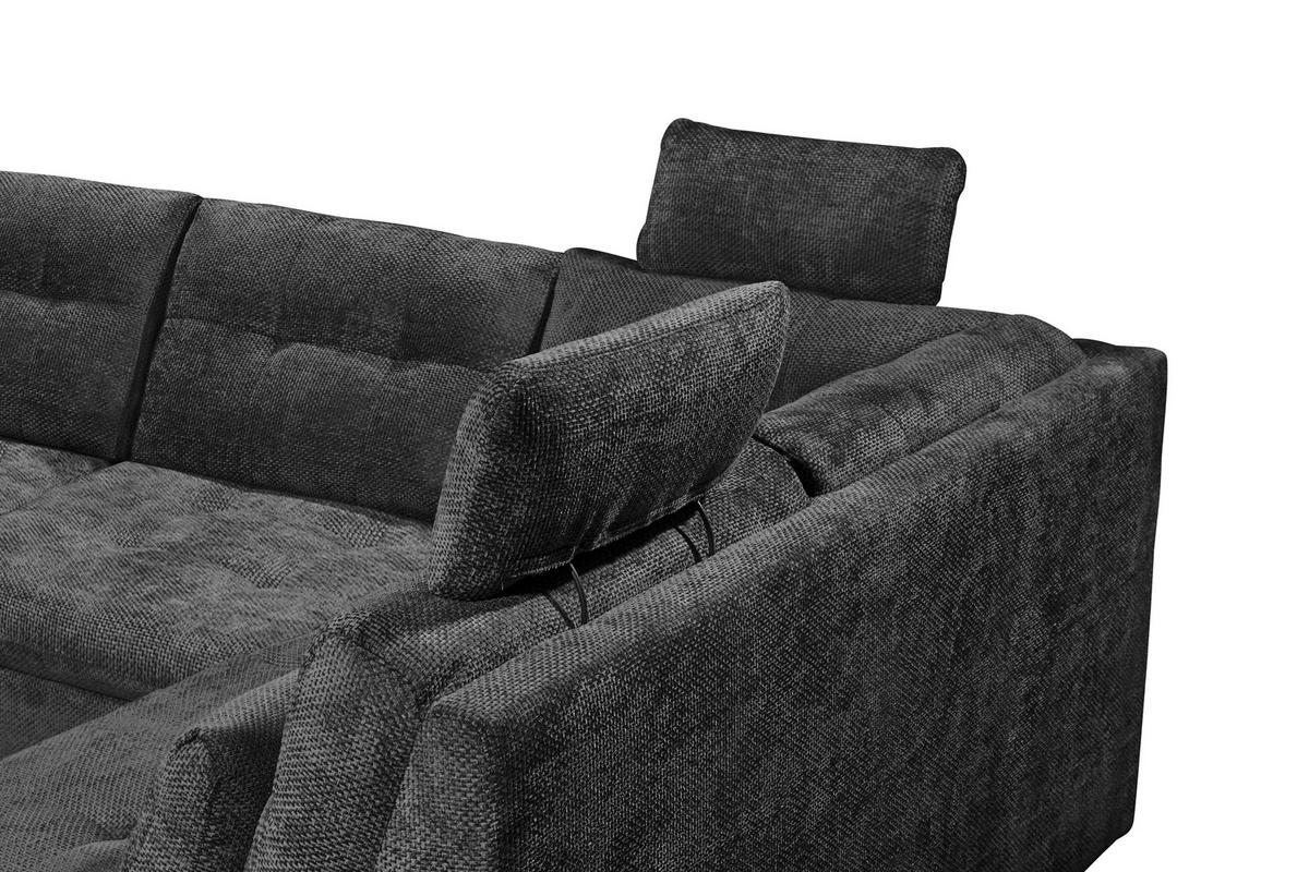 WOHNLANDSCHAFT RONDA Schwarz Webstoff  - Schwarz, Basics, Kunststoff/Textil (170/324/218cm) - Livetastic