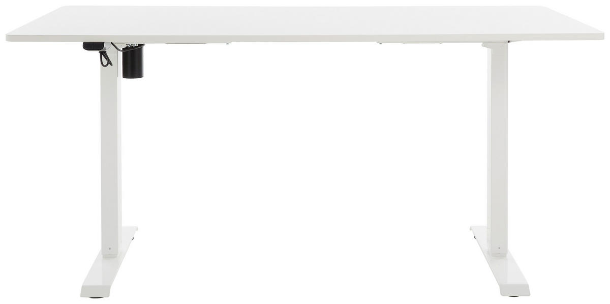 SCHREIBTISCH 160/80/73-123 cm  in Weiss  - Weiss, Modern, Holzwerkstoff/Metall (160/80/73-123cm) - Livetastic