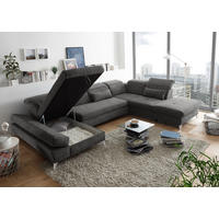 SEDEŽNA GARNITURA, mikrovelur rjava  - barve kroma/rjava, Design, umetna masa/tekstil (350/73-96/245cm) - Hom`in