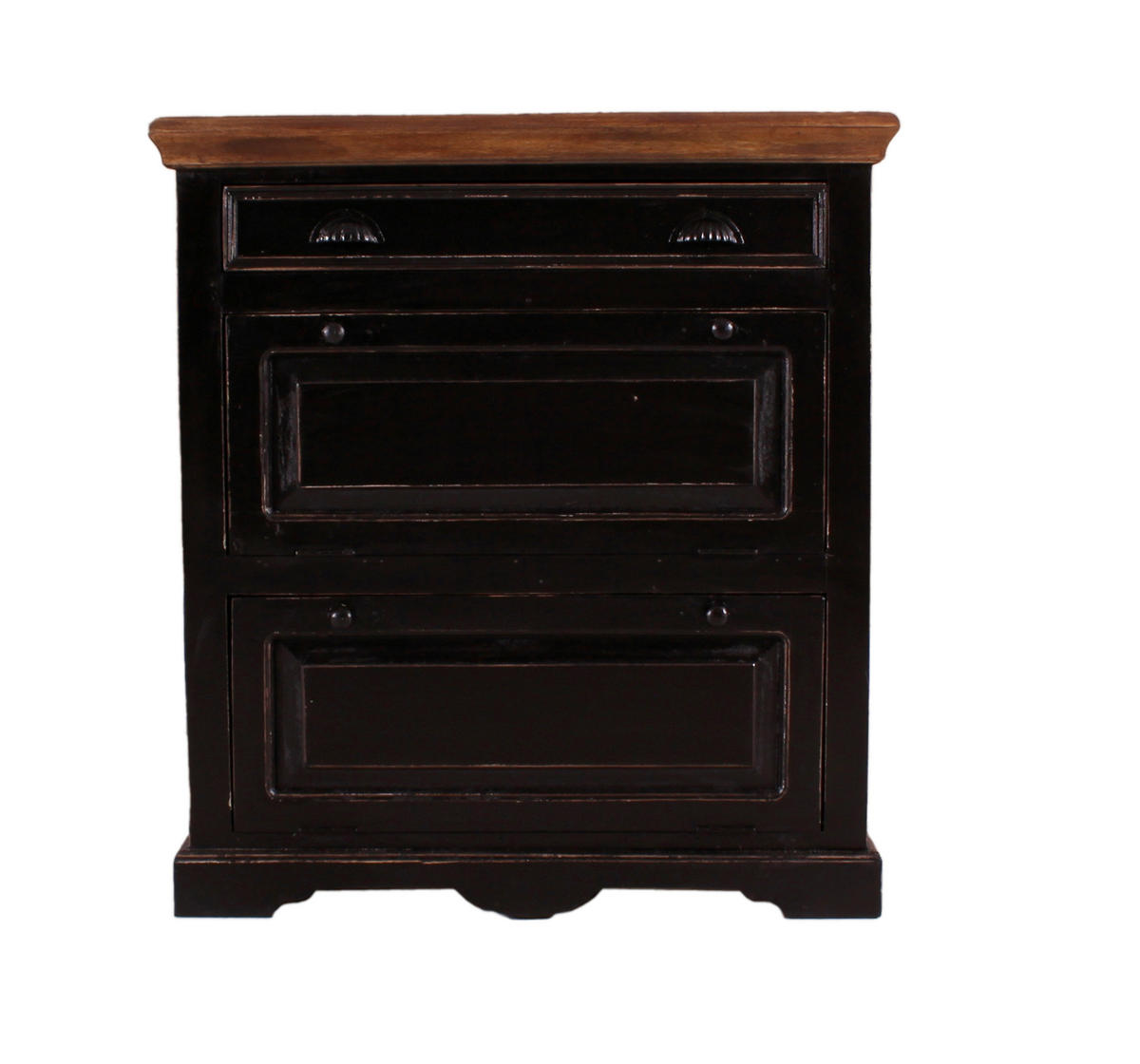SCHUHSCHRANK Mangoholz massiv Schwarz, Honig  - Schwarz/Honig, Design, Holz/Holzwerkstoff (85/90/40cm) - MID.YOU
