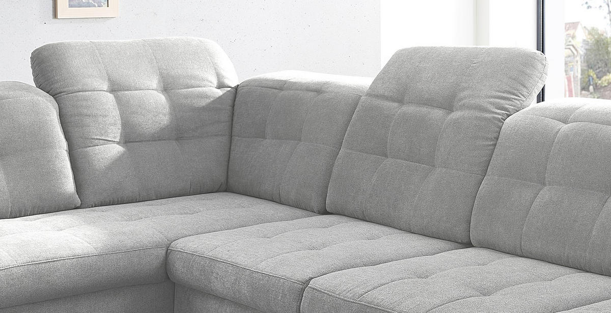 WOHNLANDSCHAFT Silberfarben Mikrofaser  - Chromfarben/Silberfarben, Design, Kunststoff/Textil (212/330/169cm) - Livetastic