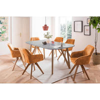 TISCHGRUPPE Grau, Goldfarben  - Goldfarben/Naturfarben, MODERN, Holz/Textil (180/90/76cm) - Livetastic