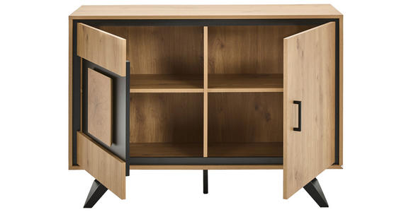 KOMMODE  in 110/78/40 cm  - Eichefarben/Schwarz, LIFESTYLE, Holzwerkstoff/Metall (110/78/40cm) - Xora