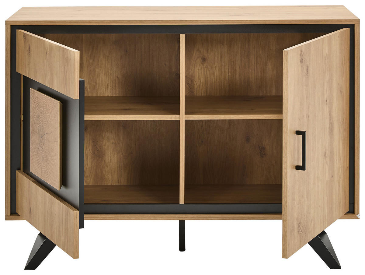 KOMMODE  in 110/78/40 cm  - Eichefarben/Schwarz, LIFESTYLE, Holzwerkstoff/Metall (110/78/40cm) - Xora