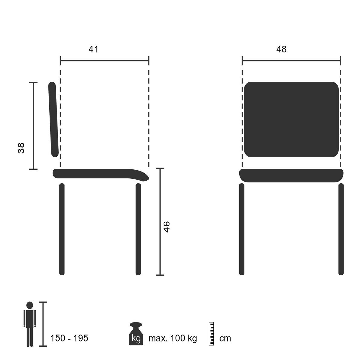 SADA KONFERENČNÍCH ŽIDLÍ 4 ks - černá/barvy stříbra, Basics, kov/textil (58/84/48cm) - MID.YOU