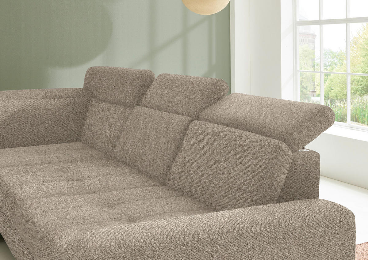 ECKSOFA in Chenille Hellbraun  - Hellbraun/Schwarz, Design, Textil/Metall (220/310cm) - Beldomo Style