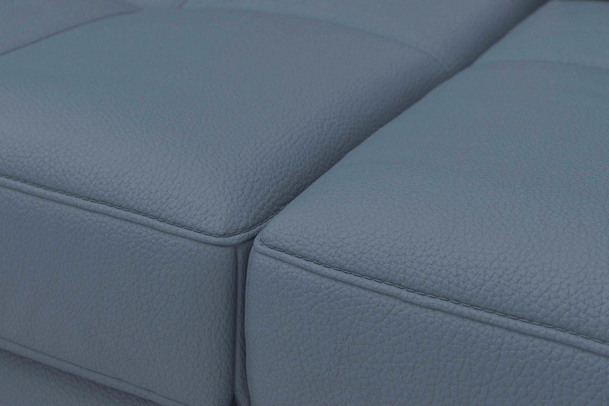 SEDACÍ SOUPRAVA, kůže, šedomodrá - šedomodrá/černá, Basics, kov/textil (223/363/176cm) - Sit & More